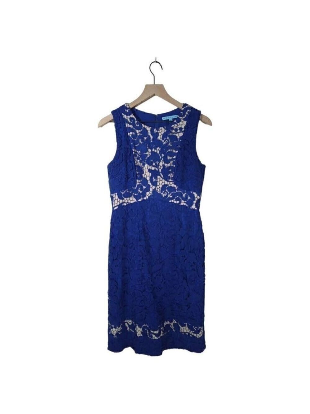 Antonio Melani Blue Crochet Lace Sleeveless A-Line Dress Size 6